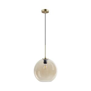 Suspension en verre ambre et laiton D30