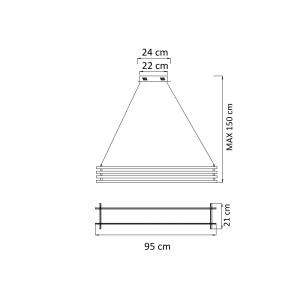 Suspension en verre Argenté / Chromé 90 cm