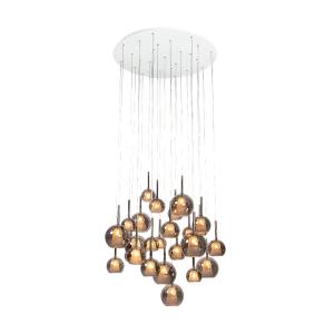 Suspension en verre avec 25 sources lumineuses, blanche