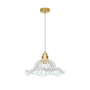 Suspension en verre d25 doré vieilli 25 cm