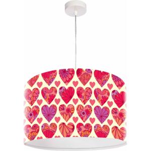 Suspension enfant abat-jour tissu rouge et blanc ø 50