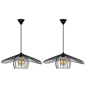 Suspension fil lot3métal H80cm noir;Abat-jour: noir