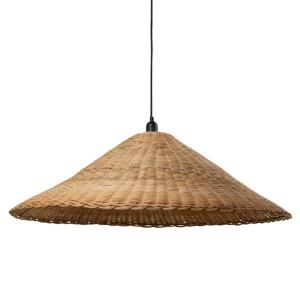 Suspension forme chapeau en rotin