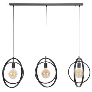 Suspension industrielle 3 lampes en métal gris vieilli L130…