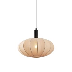 Suspension Japandi noire abat-jour tissu marron