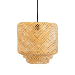 Suspension lampe en bambou naturel marron clair