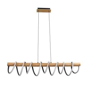 Suspension led marron 49W en aluminium et bois