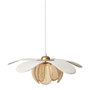 Suspension lin et bambou beige 50cm