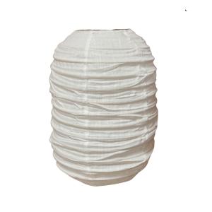 Suspension luminaire lanterne en lin blanc 30X50cm
