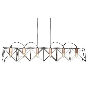 Suspension lustre 6l métal noir et cuivre - L110 x H145cm