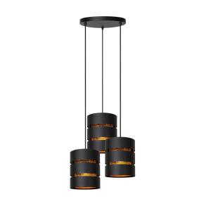 Suspension métal 3 lumières laiton noir 43 cm