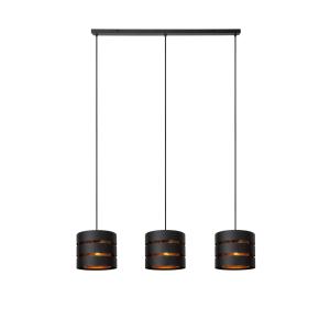 Suspension métal 3 lumières lation noir 130 cm