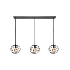 Suspension métal 3 lumières noir 130 cm