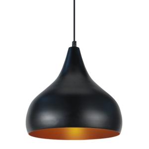 Suspension métal  abat-jour noir et cuivre