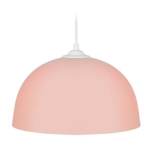 Suspension métal blanc abat-jour rose