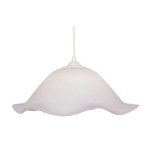 Suspension métal blanc abat-jour verre blanc