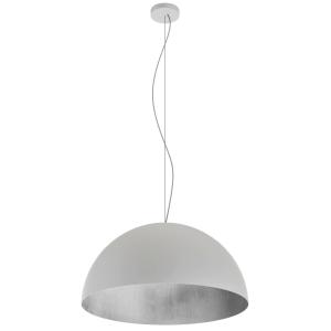 Suspension métal blanc et feuille argent interne 40cm