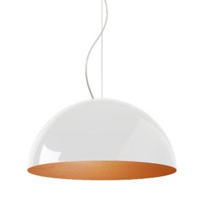 Suspension métal blanc et feuille cuivre interne 60cm