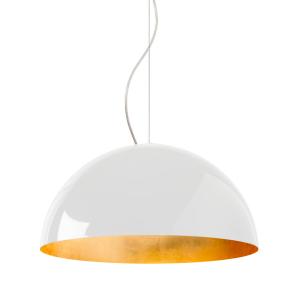 Suspension métal blanc et feuille d'or interne 60cm