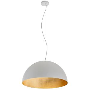 Suspension métal blanc et feuille d'or interne 80cm