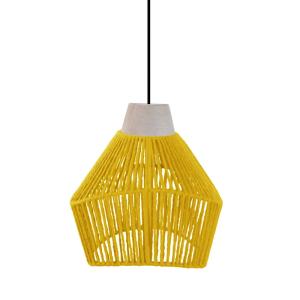 Suspension  métal,bois H80cm naturel;Abat-jour:  jaune