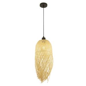 Suspension métal et bambou beige e27 max 10w - D20 x H180cm