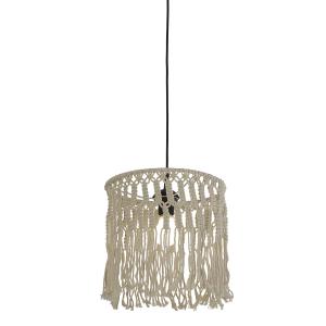 Suspension métal et macramé noir et crème e27 - D32cm