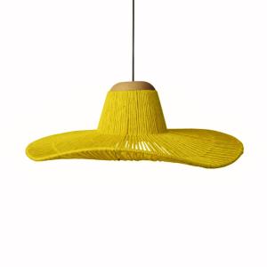Suspension  métal,fibre ,Jaune , H 70xD60x P 60cm