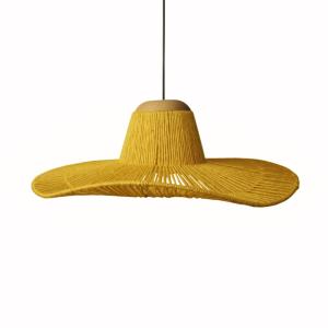 Suspension  métal,fibre ,Jaune , H70xD60xP 60cm
