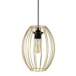 Suspension métal H85cm noir;Abat-jour: doré