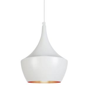 Suspension métal H88cm blanc;Abat-jour: blanc,cuivre