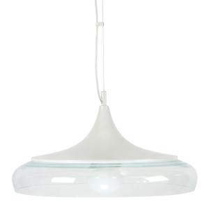 Suspension métal H90cm ivoire;Abat-jour: transparent