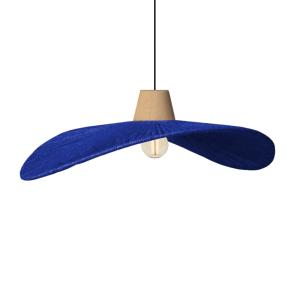 Suspension métal H90cm naturel;Abat-jour:  bleu