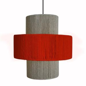 Suspension métal H90cm noir ;Abat-jour: rouge