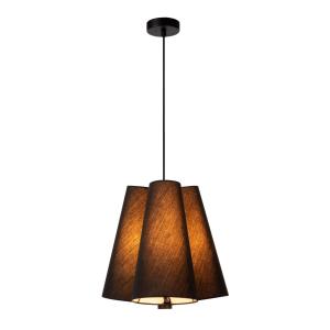 Suspension métal lin 3 lumières noir