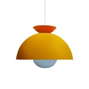 Suspension métal multicolore abat-jour jaune