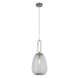 Suspension métal nickel satiné et verre strié transparent -…