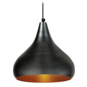 Suspension métal noir abat-jour anthracite et cuivre
