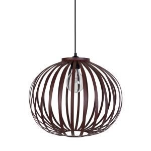 Suspension métal noir abat-jour marron