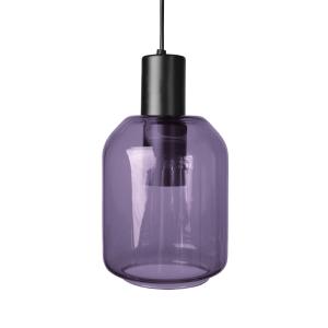 Suspension  métal  noir  abat-jour  verre  violet