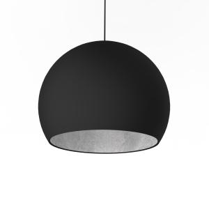 Suspension métal noir mat et feuille argent interne 40cm