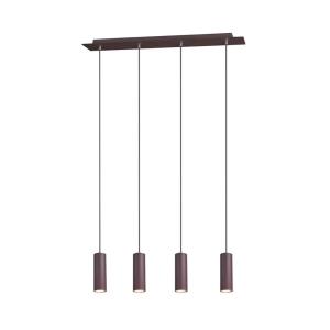 Suspension métal rouille 4 lumières