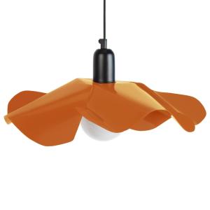 Suspension noir Abat-jour métal fleur orange