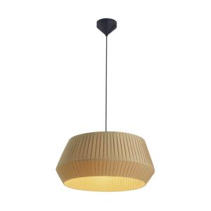 Suspension noire naturelle avec abat-jour en coton beige Ø5…
