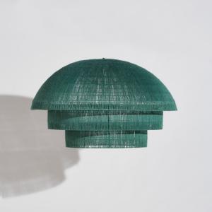 Suspension non électrifée dôme en jute tressé vert