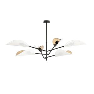 Suspension orientable avec 6 abat-jour en tissu blanc