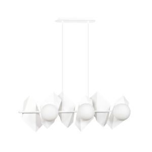 Suspension originale avec parties en métal blanc et 6 sphèr…