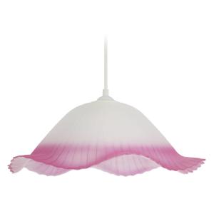 Suspension pendel métal H80cm blanc;Abat-jour: rose