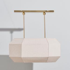 Suspension rampe en polyester recyclé crème et acier doré