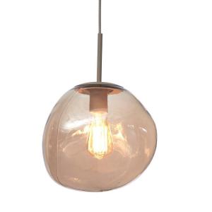 Suspension rocher fer verre diamètre 26cm orange